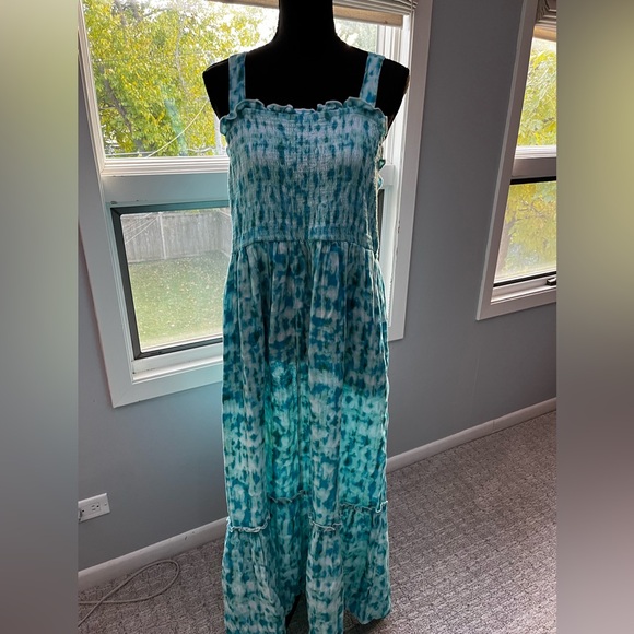 Terra & Sky Teal Smock Midi Dress Sz 0X - Picture 3 of 7